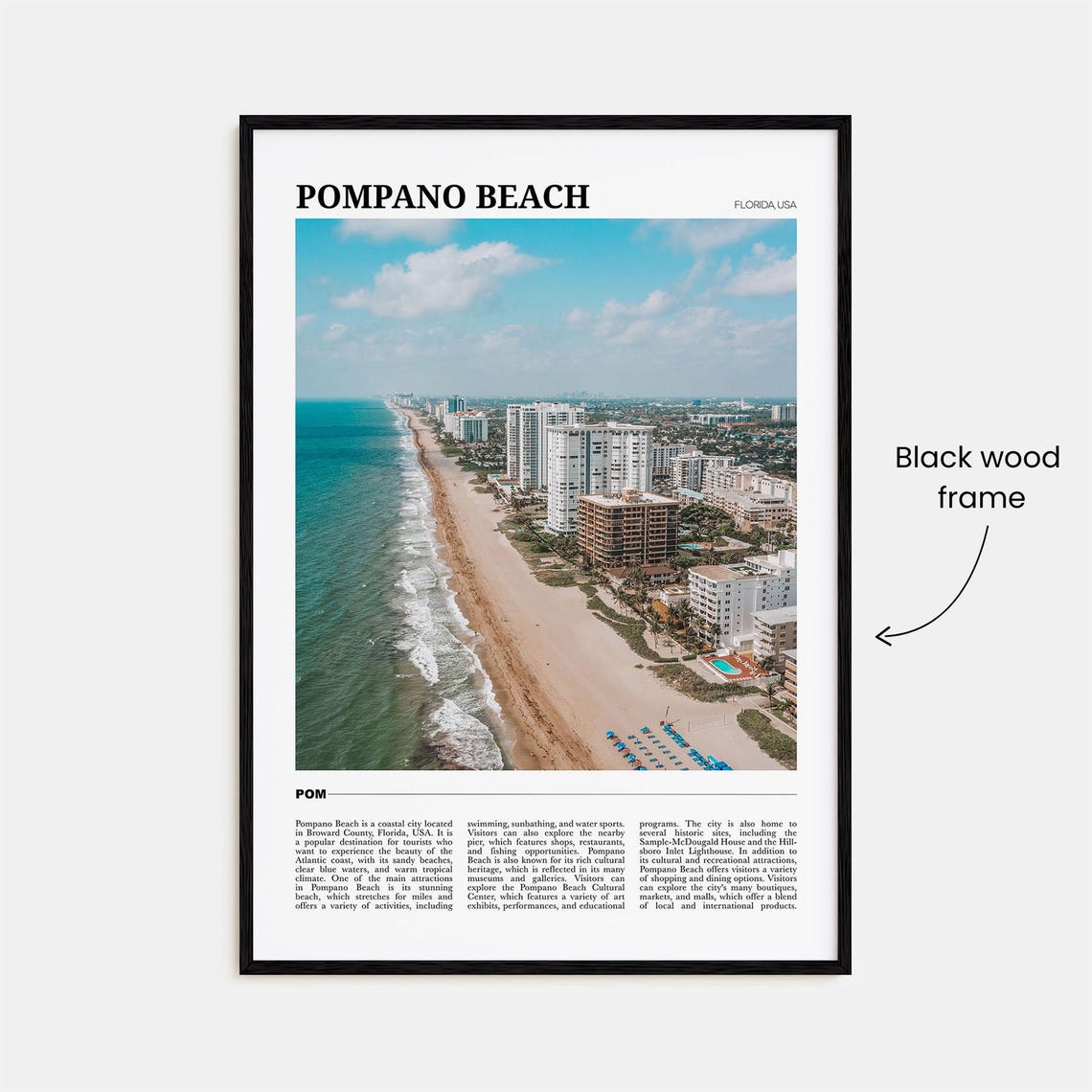 Pompano Beach Florida Aerial Shoreline Beachfront Travel Poster - Image 2