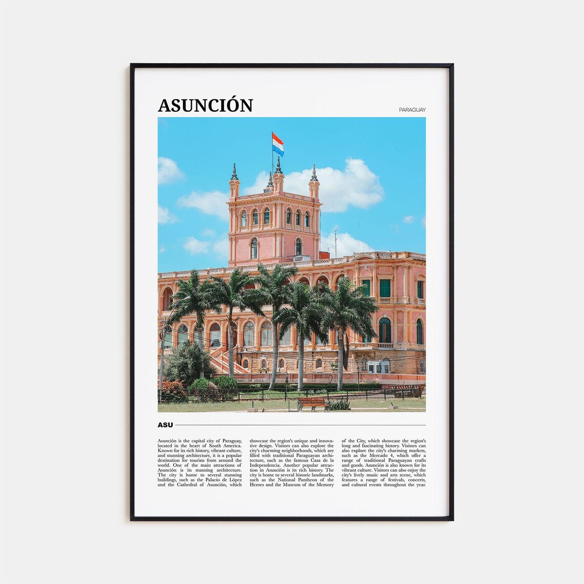 Asuncion Travel Poster, Paraguay Wall Art Print