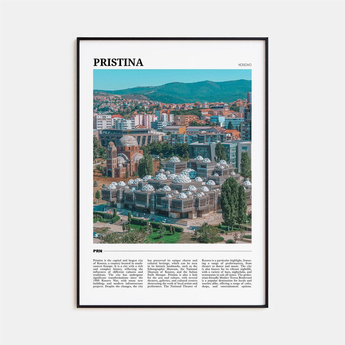 Pristina Kosovo National Library Domes Cityscape Travel Poster