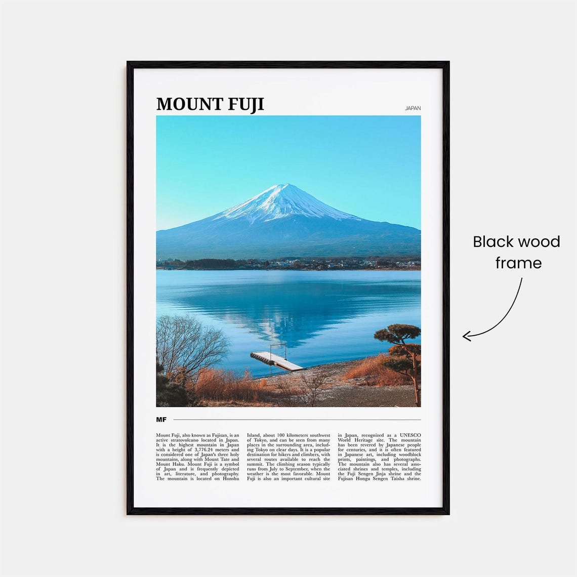 Mount Fuji Japan Snow Capped Peak Lake Reflection Travel Poster - Image 2