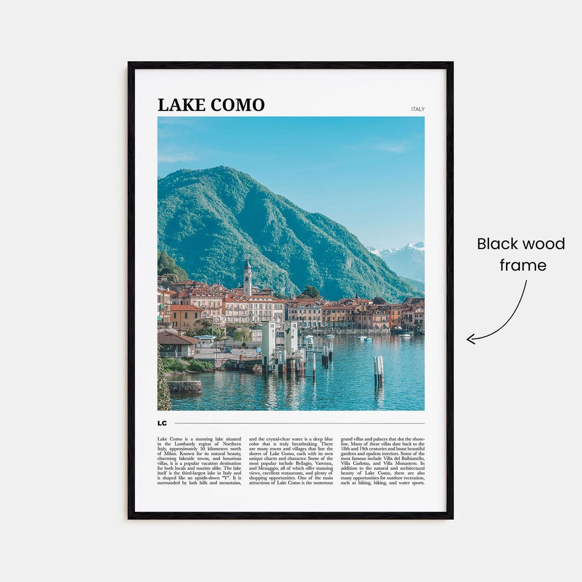 Lake Como Italy Scenic Lakeside Town Mountain View Travel Poster - Image 2