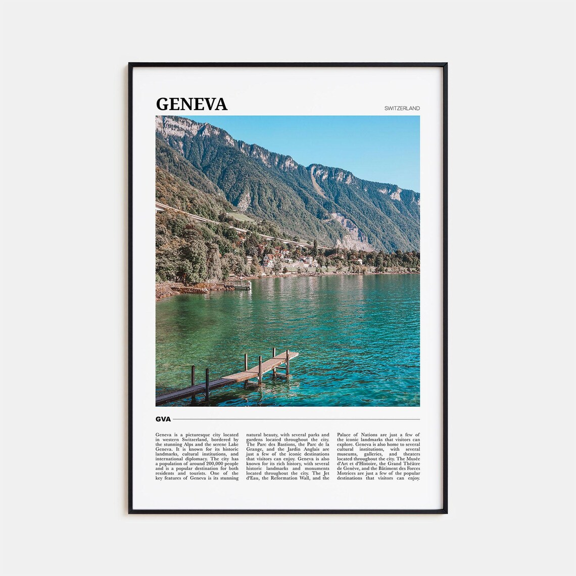 Geneva Travel Poster, Switzerland Place Art Print
