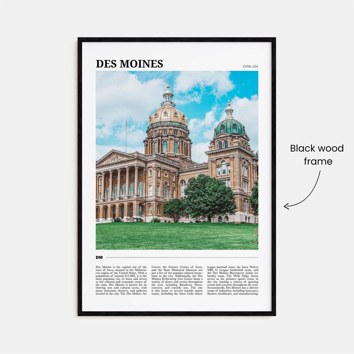 Des Moines Iowa State Capitol Golden Dome Architecture Poster - Image 2