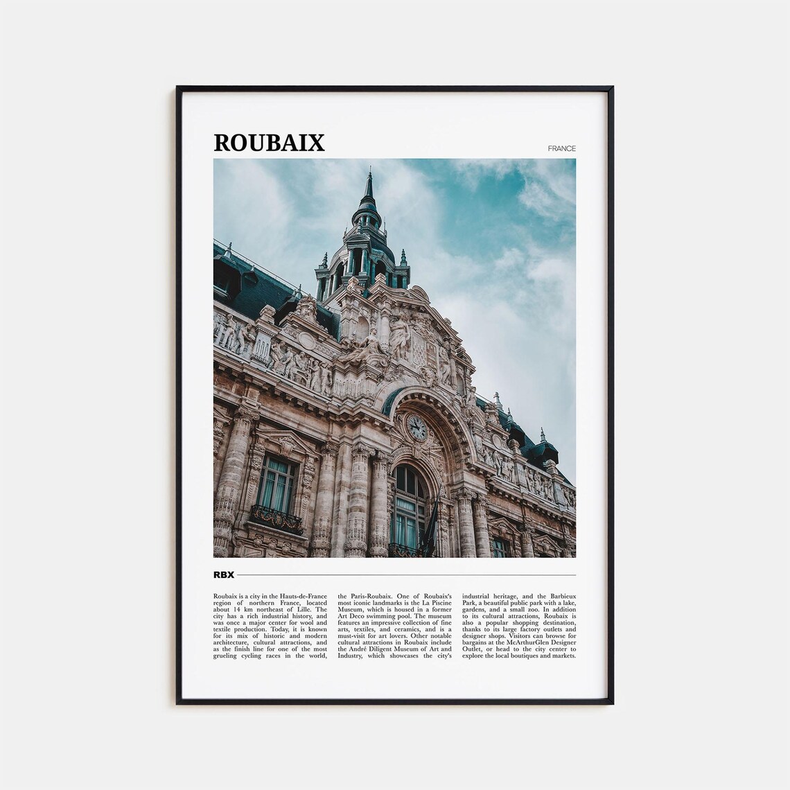 Roubaix France Ornate Historic City Hall Facade Detail Poster