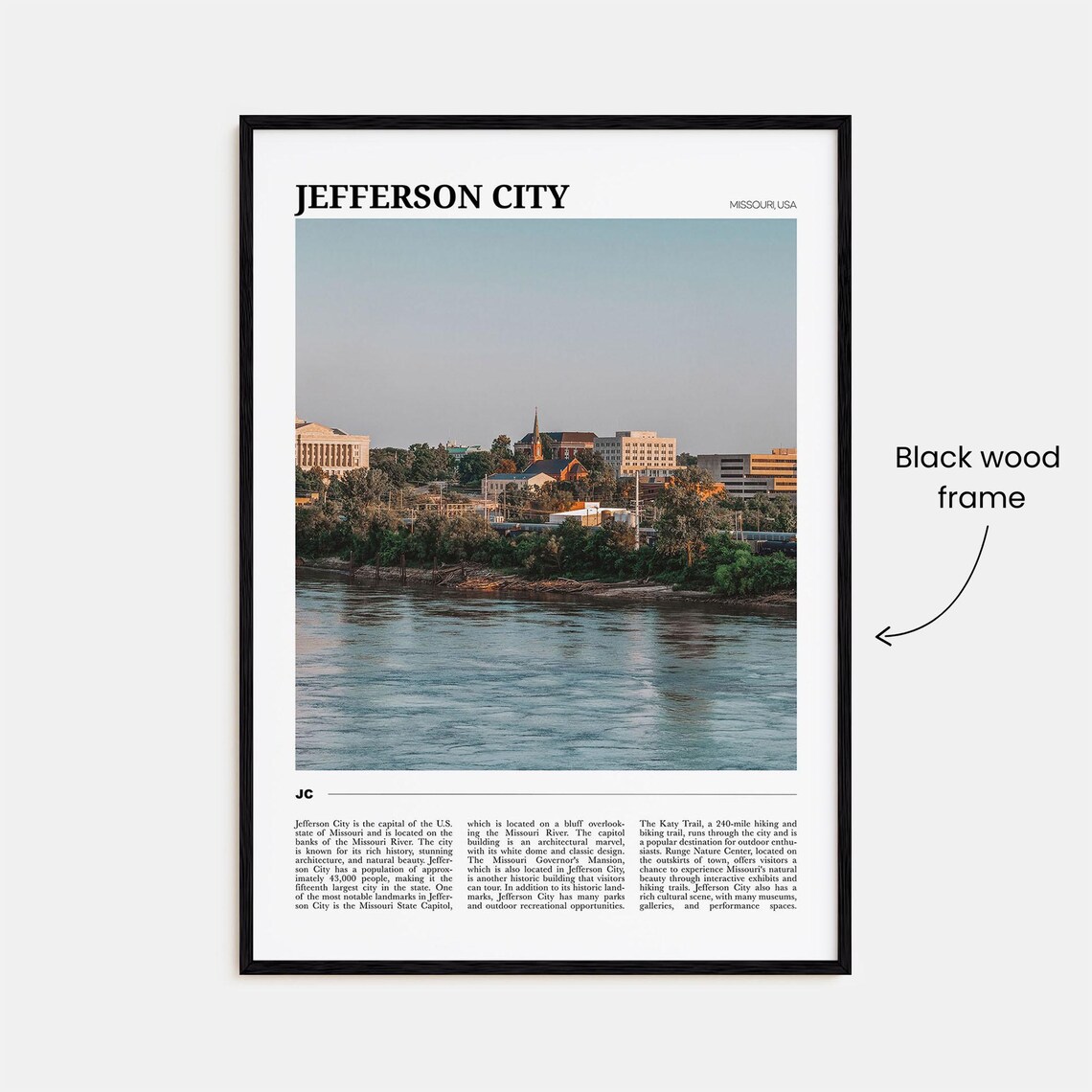 Jefferson City Missouri River Skyline Golden Dusk Travel Poster - Image 2