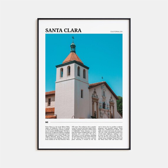 Santa Clara California Mission Church Historic Tower Travel Poster