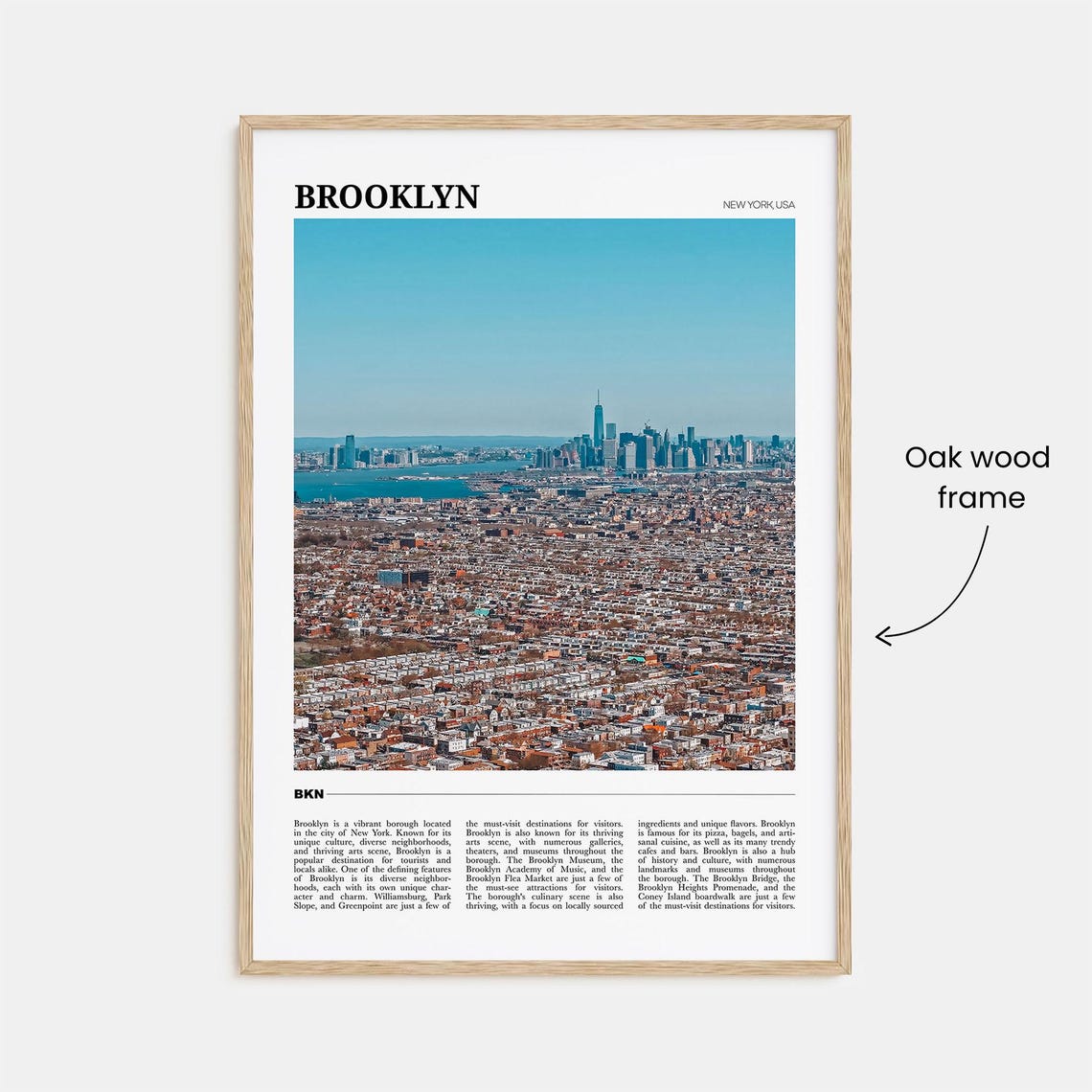 Brooklyn New York Brownstone Aerial Manhattan Skyline View Poster - Image 3