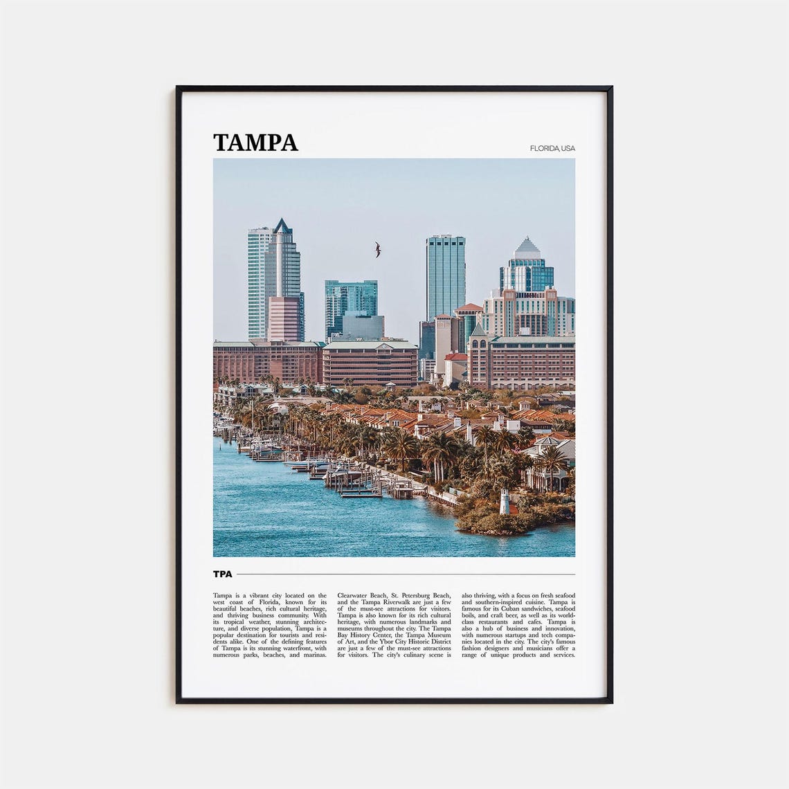 Tampa Travel Poster No 2 Tampa Wall Art Tampa Poster Print Tampa Photo Tampa Decor Florida Usa