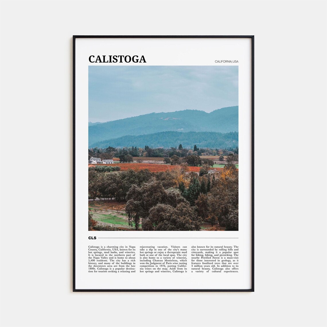 Calistoga California Napa Valley Vineyards Autumn Photo Travel Poster