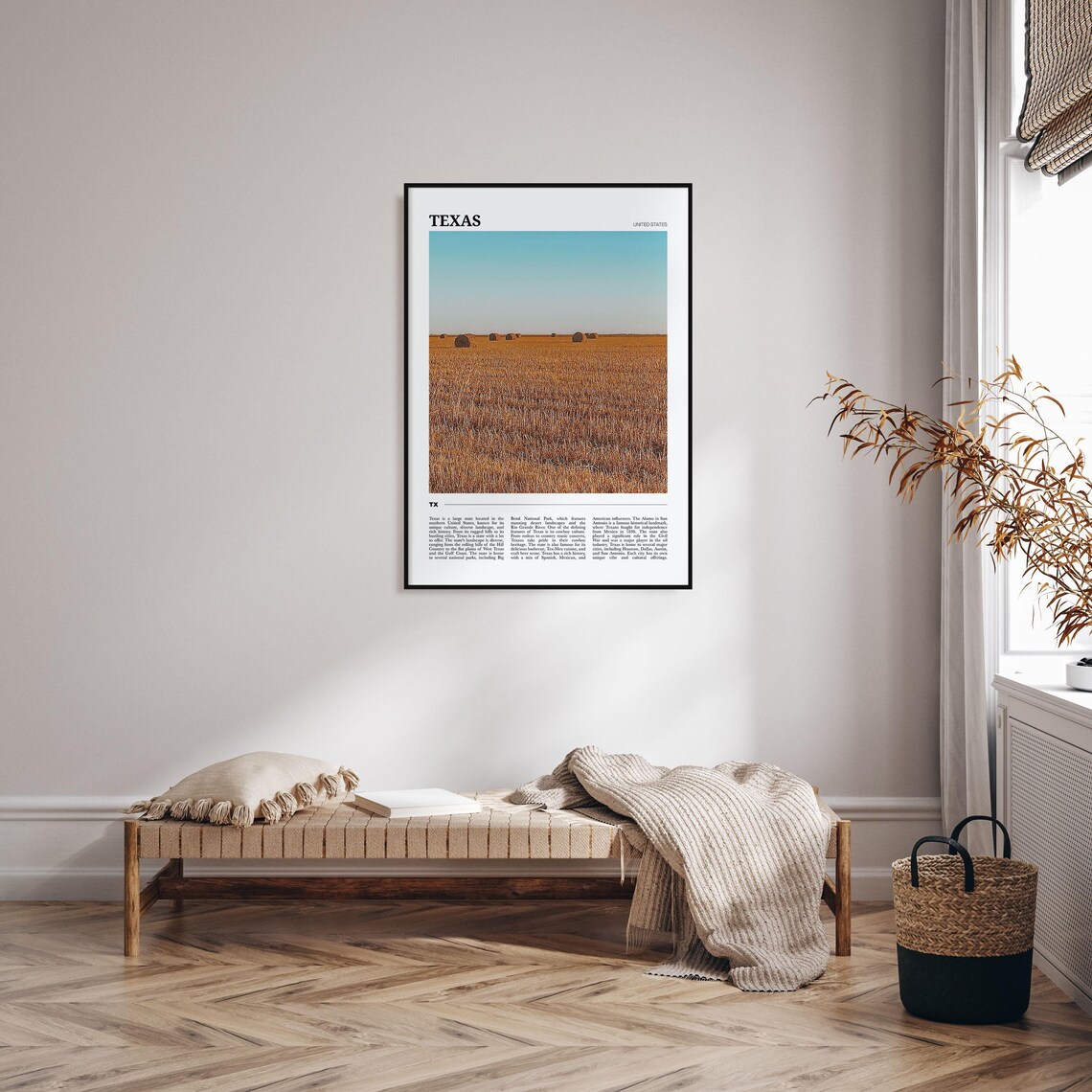 Texas USA Golden Field Hay Bales Prairie Photography Travel Poster - Image 4