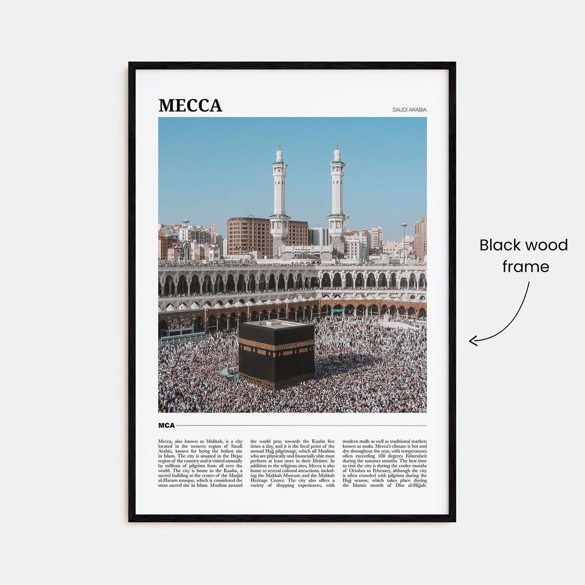 Mecca Saudi Arabia Travel Poster Kaaba Sacred Mosque Pilgrim View - Image 2