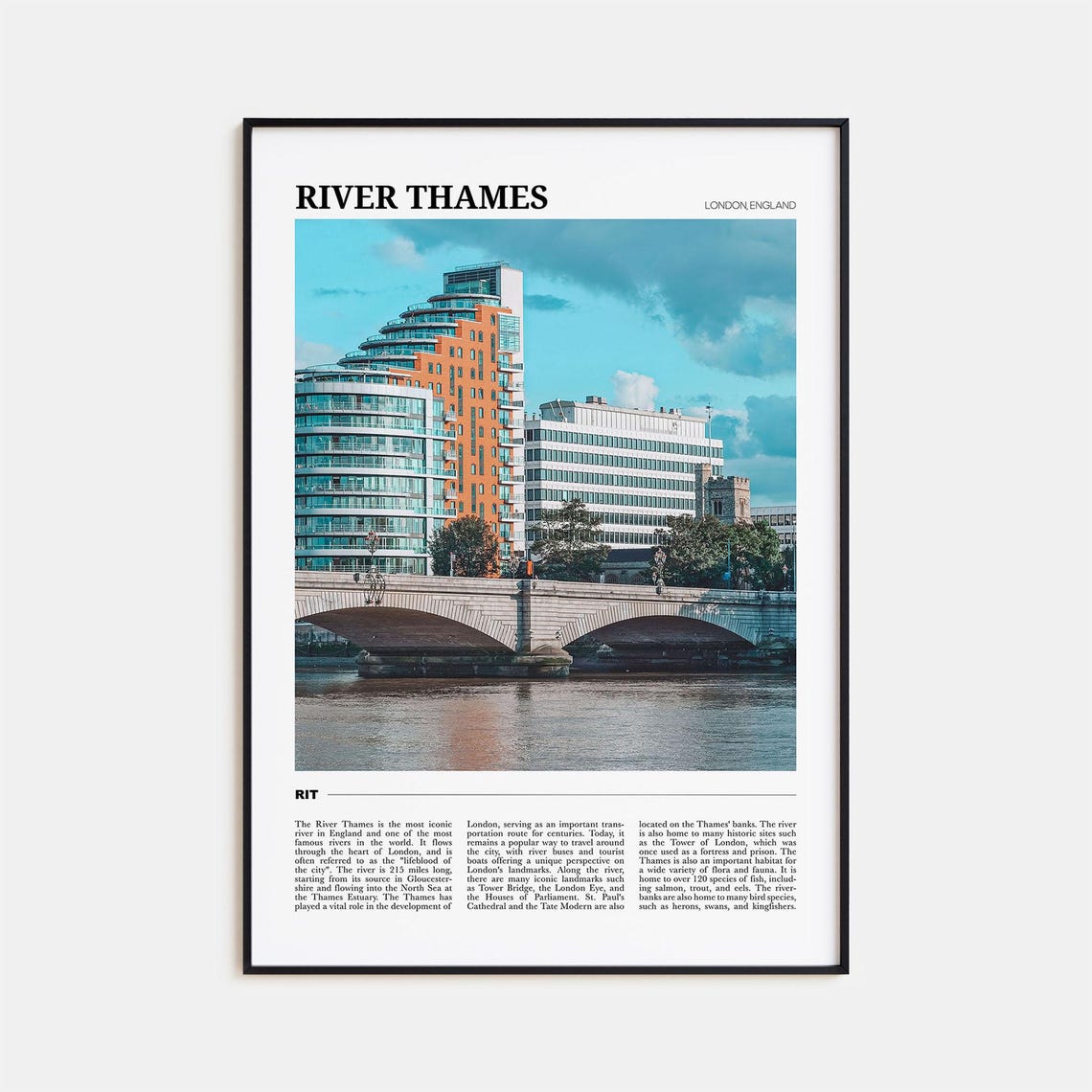 River Thames London England Riverside Skyline City Scene Poster