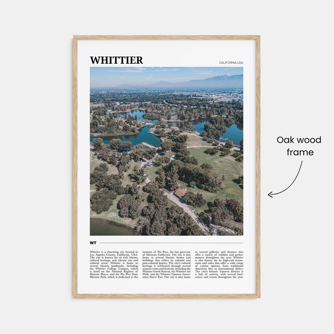 Whittier California Aerial Park Lakes and Green Trees Travel Poster - Image 3