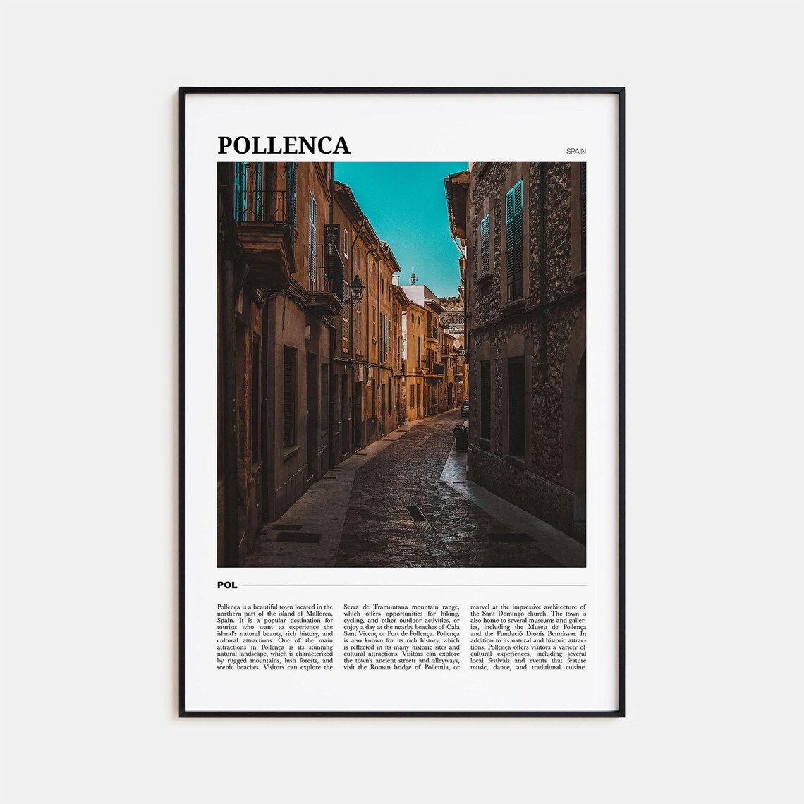 Pollenca Travel Poster, Spain Wall Art Print