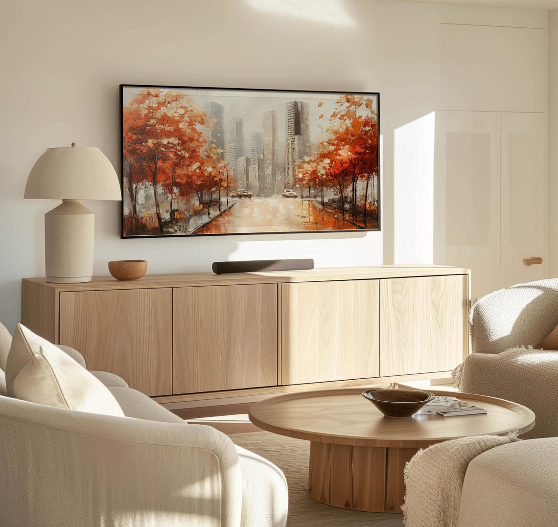 Frame Tv Golden Fall City Art Art For Frame Tvs Rustic Moody Seasonal Tv Art Scenic Vintage Tv Art Paletta Prints - Image 3