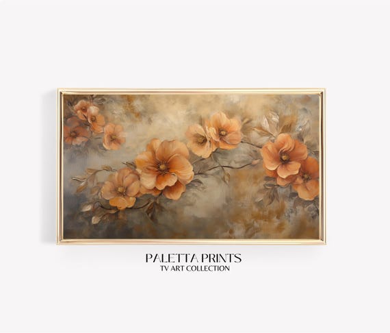 Frame Tv Moody Floral Art Art For Frame Tvs Flower Bloom Tv Art Rustic Golden Tv Art Fall Art Paletta Prints