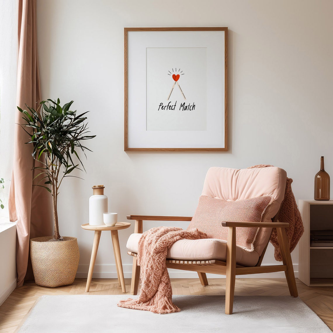 Perfect Match Heart Matchsticks Cute Love Quote Wall Art Print - Image 3