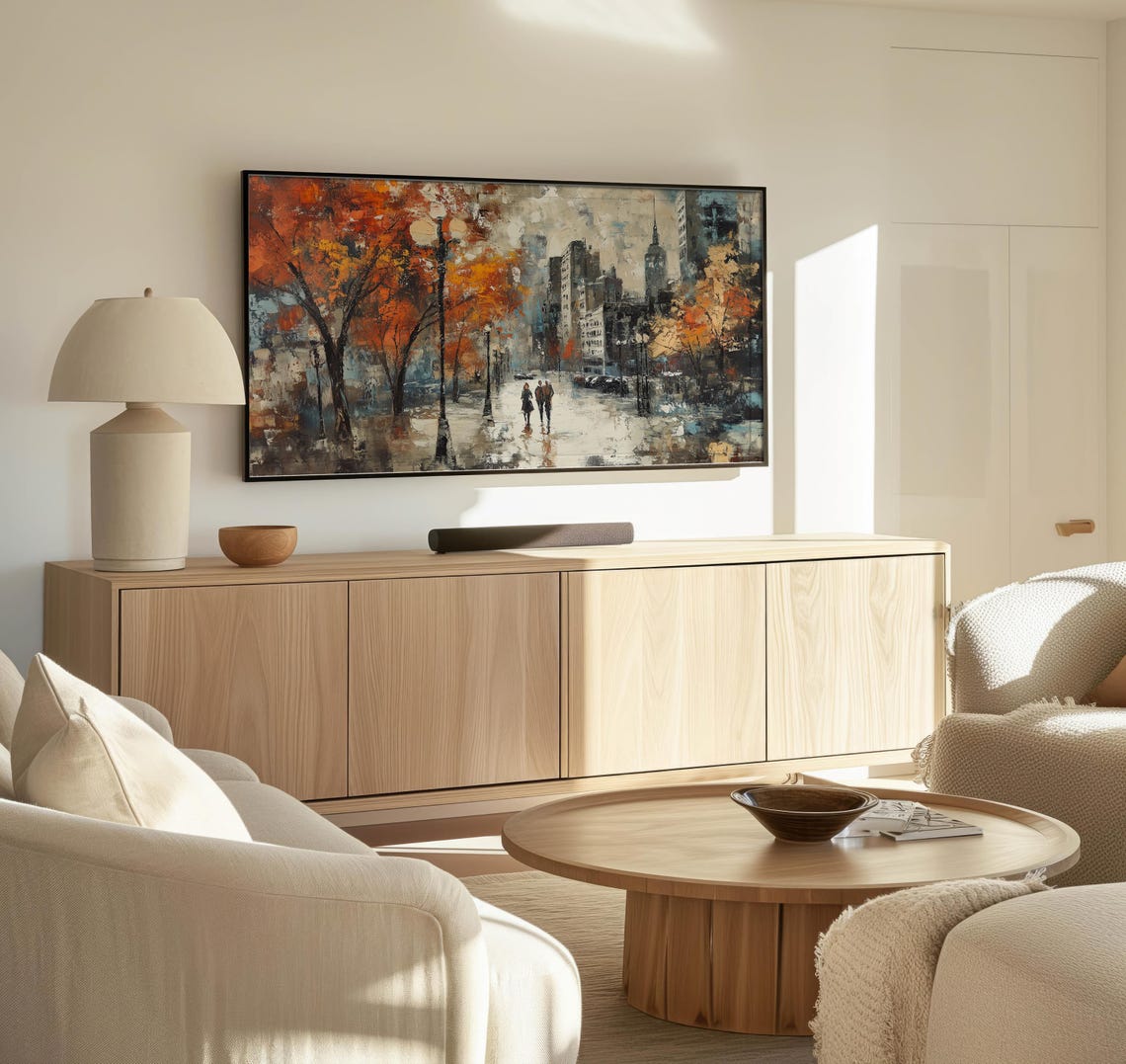 Frame Tv Fall City Art Art For Frame Tvs Rustic Moody Seasonal Tv Art Scenic Vintage Tv Art Paletta Prints - Image 3