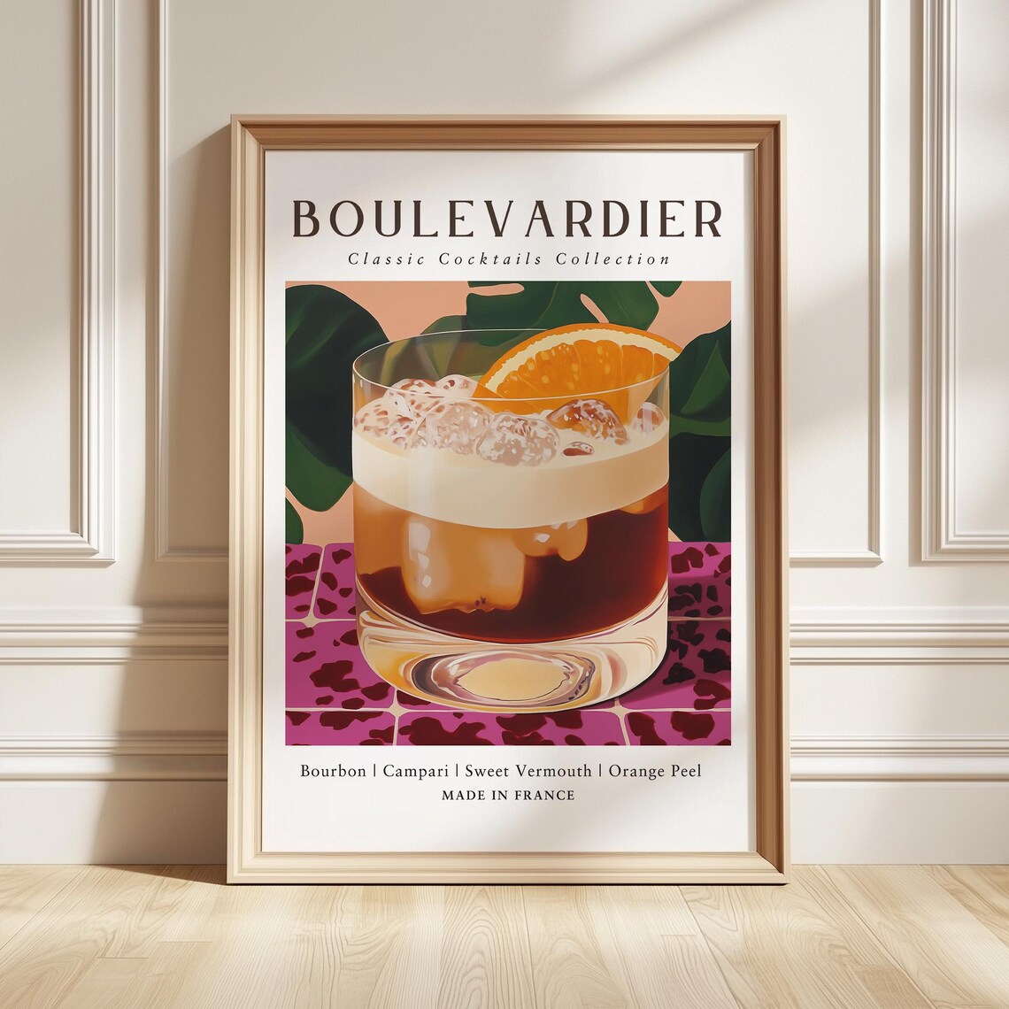 Boulevardier Classic French Cocktail Collection Recipe Kitchen Bar Poster