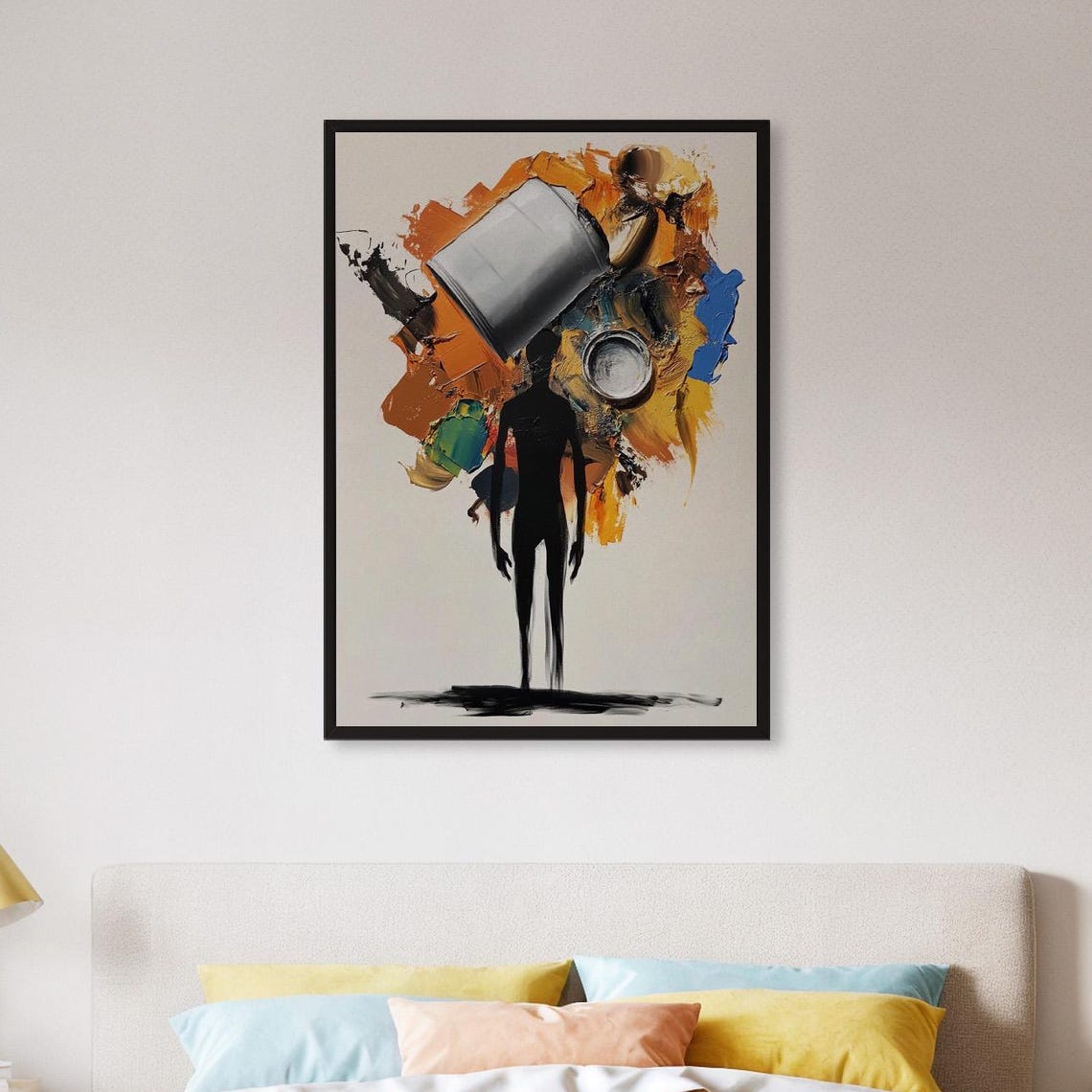 Silhouette Pouring Paint Bold Splash Explosion Creative Art Poster