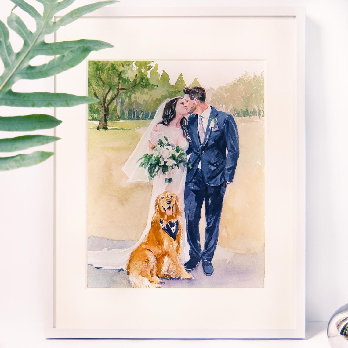 Wedding Couple Pouring Champagne Tower Watercolor Celebration Poster - Image 3