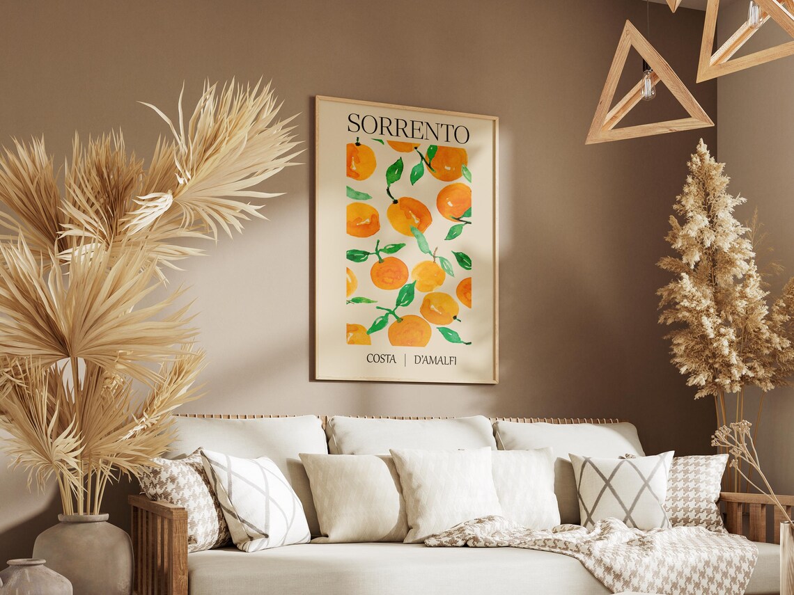 Sunny Sorrento Oranges Watercolor Amalfi Coast Travel Poster - Image 4