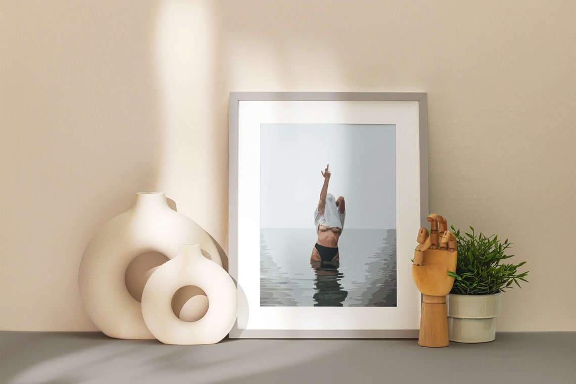Minimalist Headstand Water Illustration Modern Art Style Poster - Image 2