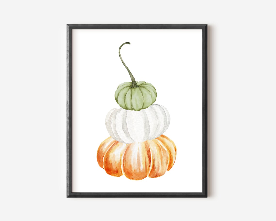 Pumpkin Watercolor Art Print, Fall Wall Decor - Image 2