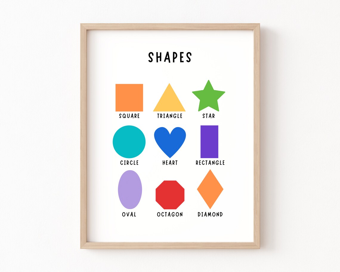 Geometric Shapes Educational Poster, Classroom Wall Art