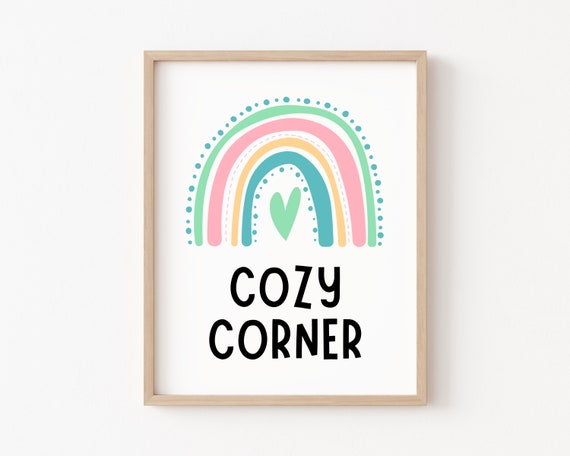 Cozy Corner Boho Classroom Decor Rainbow Poster