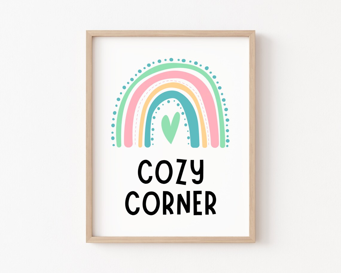 Cozy Corner Boho Classroom Decor Rainbow Poster