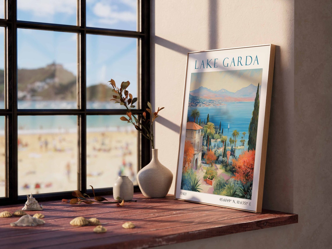 Lake Garda Travel Poster Lake Garda Italy Travel Print Italy Lake Wall Art Italian Travel Poster Travel Wall Art - Image 2