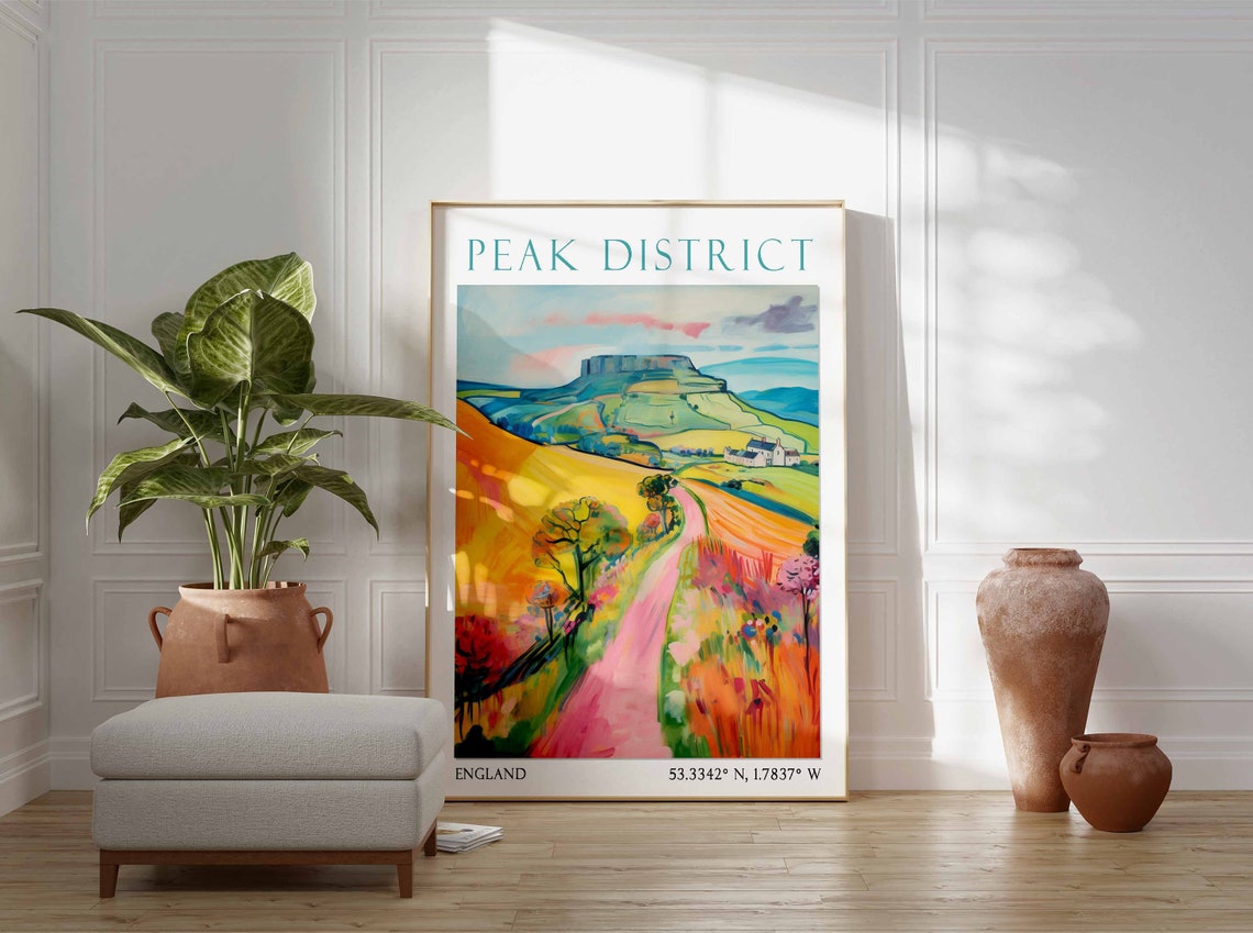 Peak District Rolling Hills with Country Path England Poster Art - Image 2