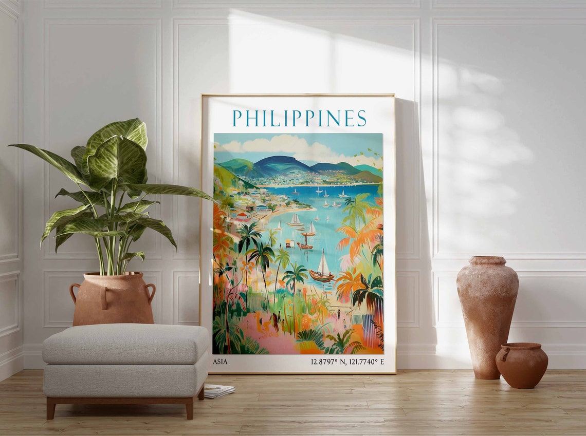 Philippines Travel Print Philippines Travel Poster Filipino Landscape Print Southeast Asian Travel Decor Travel Gift Vintage Travel Art - Image 2