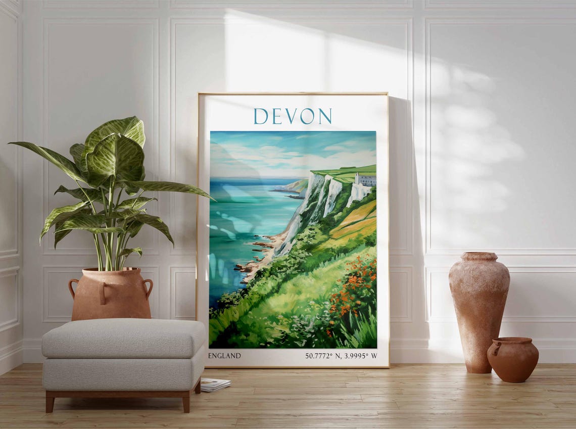 Devon Travel Poster, Devon Decor Gift - Image 3