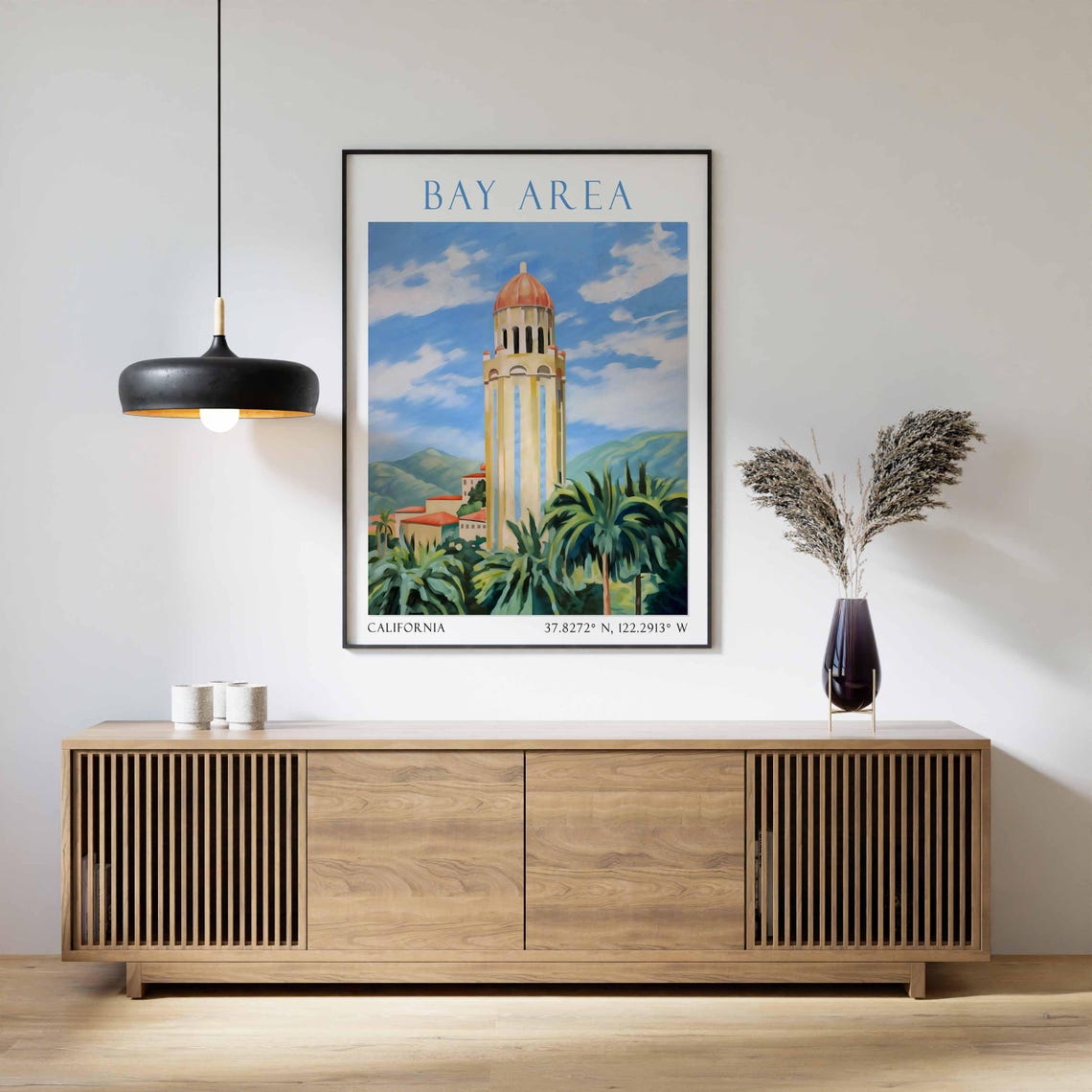 Bay Area California Hoover Tower Palm Trees Campus View Poster - Image 2