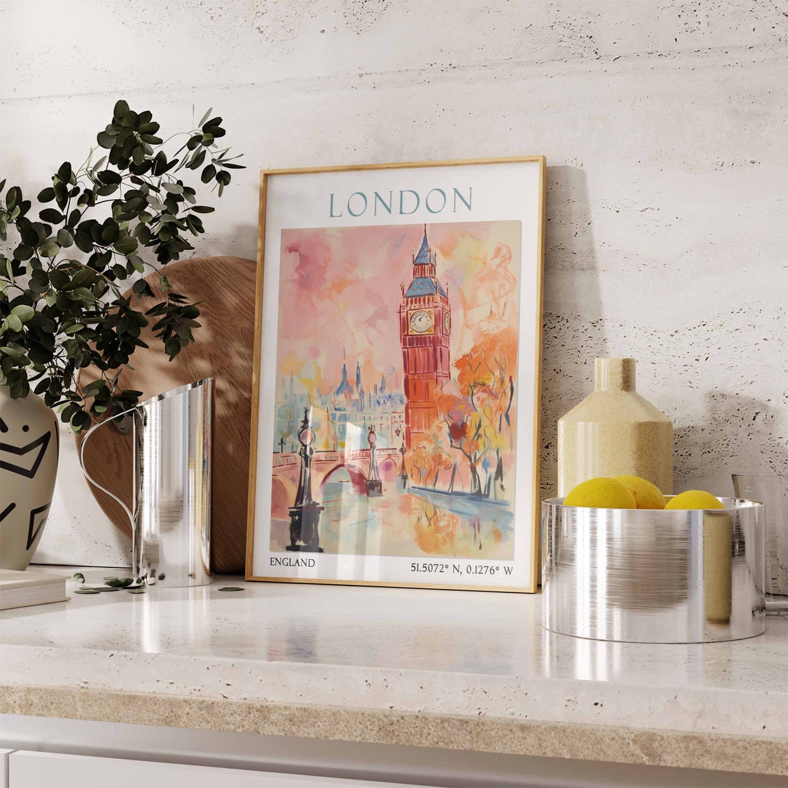 London Travel Print London Travel Poster United Kingdom Wall Art London Travel Gift Vintage Travel Decor British Wall Decor - Image 3