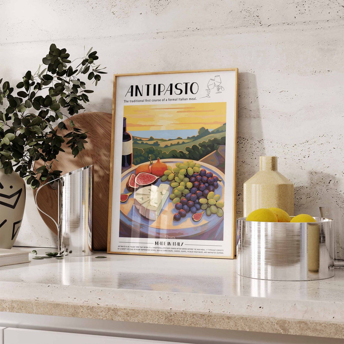 Italian Antipasto Sunset Cheese Wheel Figs Spread Food Poster - Image 3