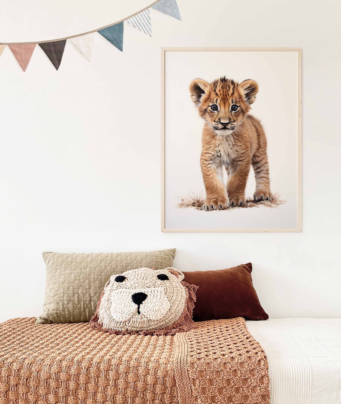 Adorable Baby Lion Cub Watercolor Safari Nursery Animal Poster - Image 3