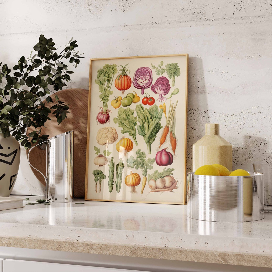 Heirloom Vegetable Botanical Illustration Cream Decor Poster - Image 2