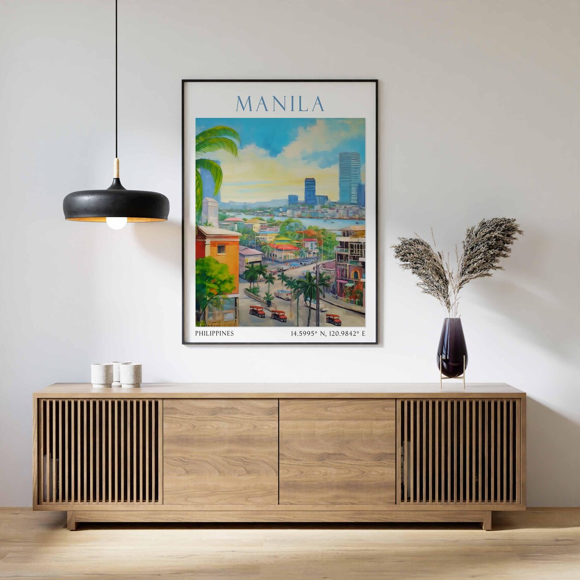 Manila Philippines Skyline Jeepneys Watercolor City Travel Poster - Image 2