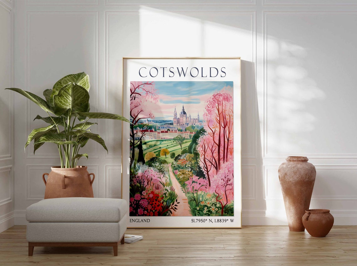 Cotswold Travel Print Cotswold Travel Poster England Wall Art England Wall Art English Travel Decor Travel Gift Vintage Decor - Image 2
