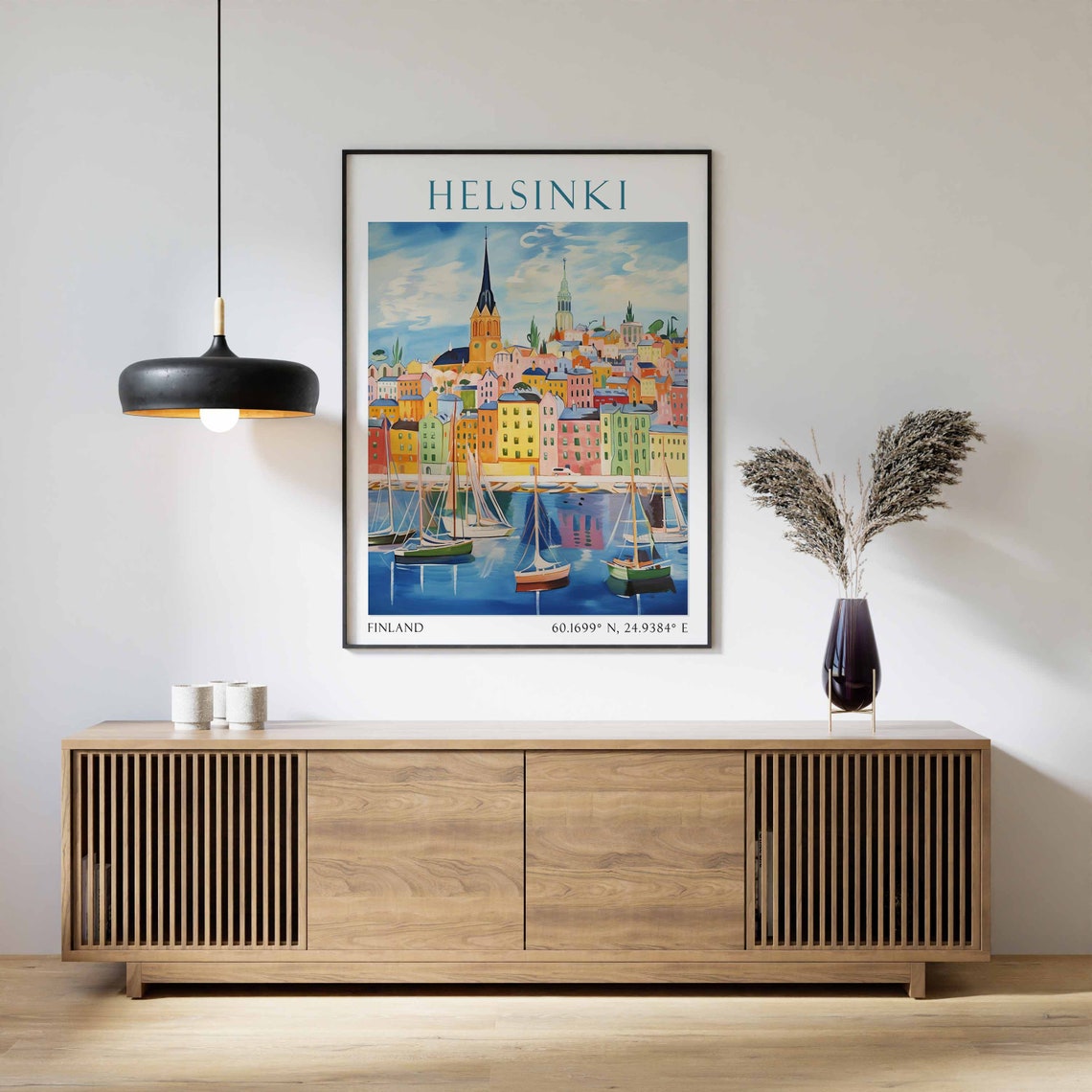 Helsinki Colorful Harbor With Sailboats Finland Travel Poster - Image 3