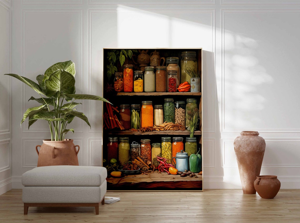 Colorful Spice Jar Shelf Cinnamon Chili Kitchen Decor Poster - Image 3