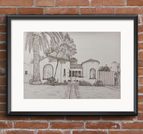 Hand Drawn House Portraits, Personalized Memories