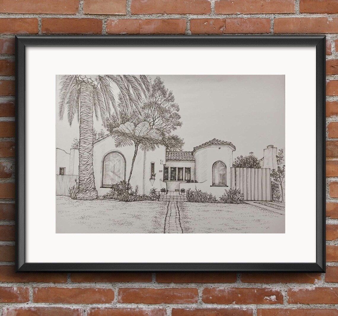 Hand Drawn House Portraits, Personalized Memories
