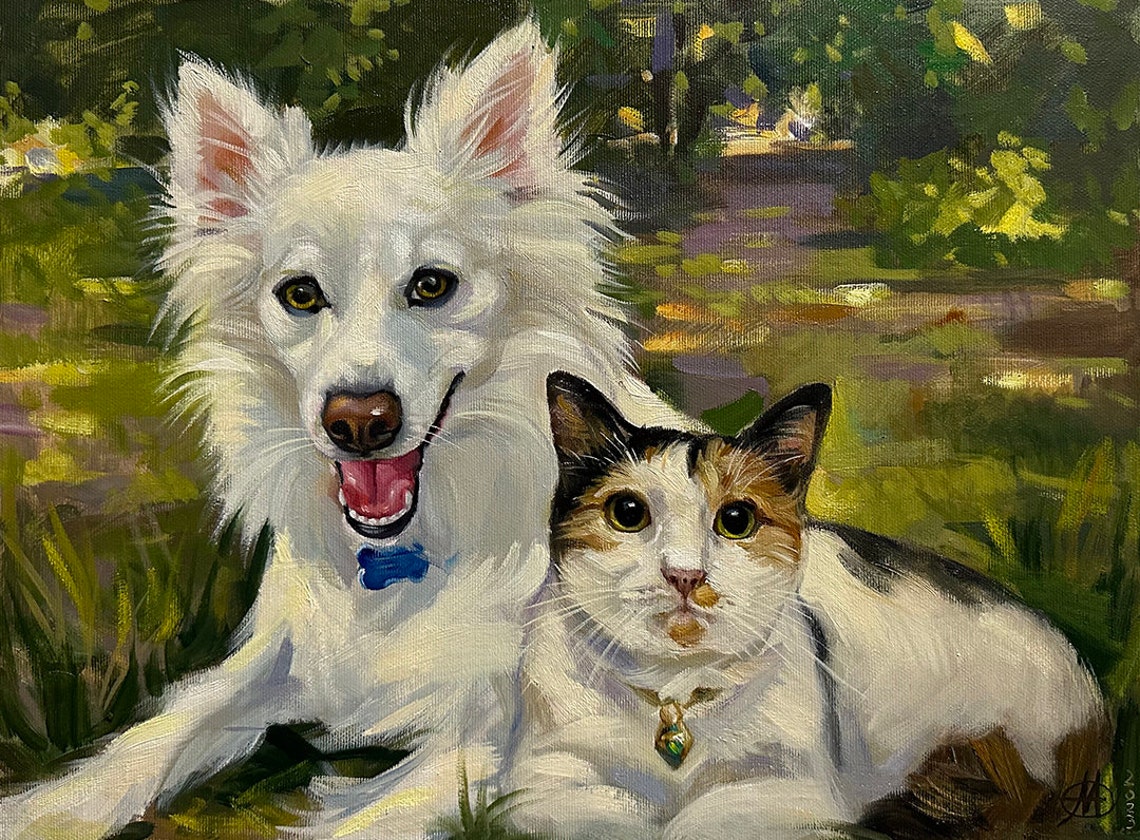 Custom Oil Pet Portrait Painting Dog Cat Or Horse One Of A Kind Oil Painting Of Your Pet Custom Pet Portrait - Image 2