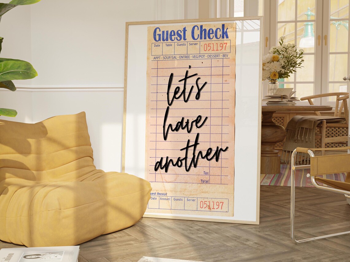 Guest Check Poster, Funky Bar Cart Decor - Image 3