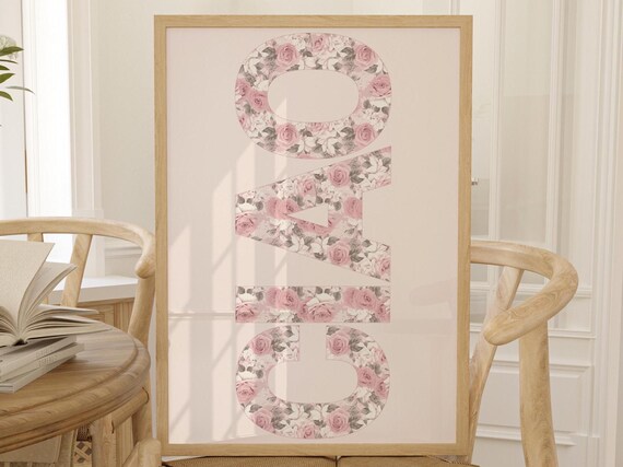 Ciao Floral Letter Typography Pink Rose Italian Word Wall Art