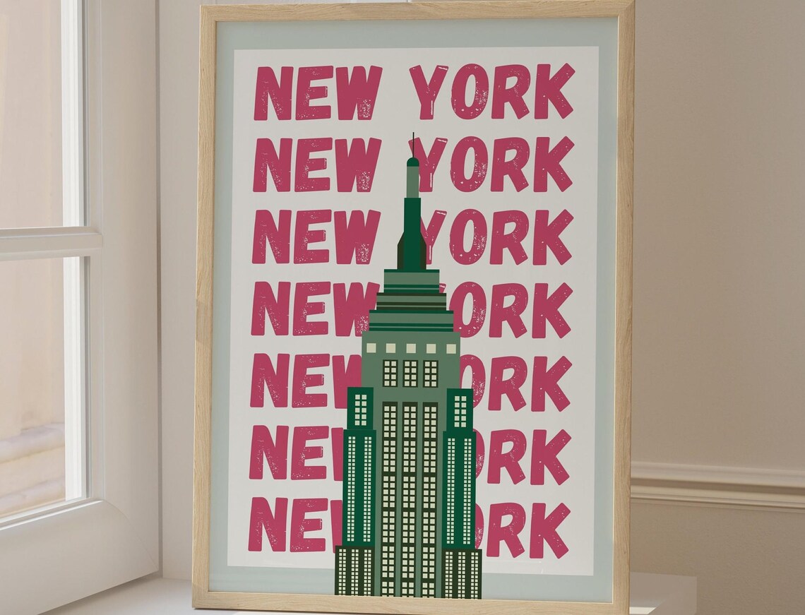 New York City Travel Poster, Cute Trendy NYC